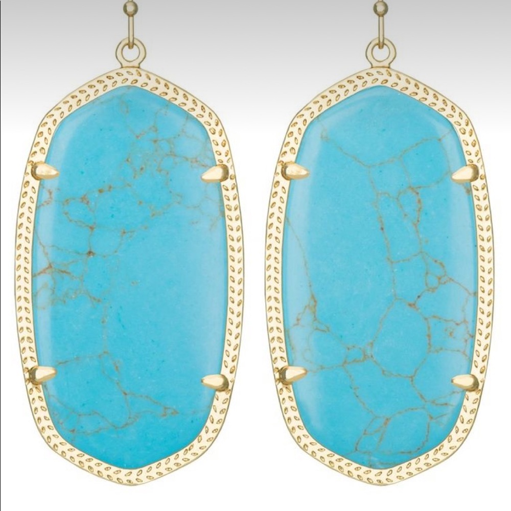 Kendra Scott Danielle Earrings Gold and Aqua